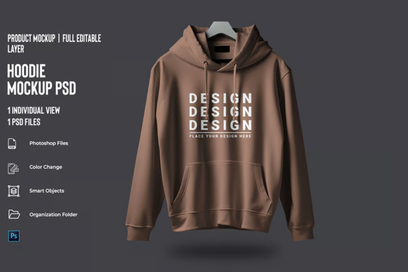 Realistic Setting Hoodie Customizable Mockup